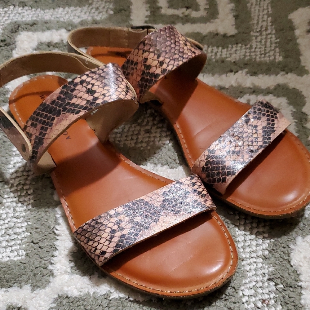Like New Rock & Candy Bayrose Brown Snake Print Sandals